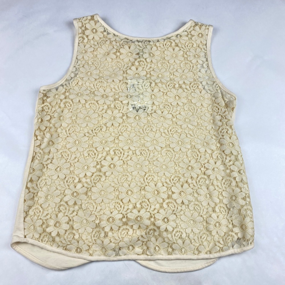 NWT Anthropologie Weston Wear Tank Women's Medium Ivory Floral Crochet